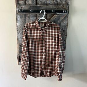 Men's Fjallraven Red, Brown & Cream Plaid Button Down Shirt